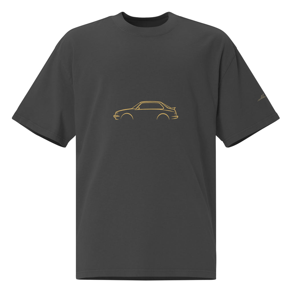 Saab 900 Turbo Vintage Faded Tee in Faded Black — front view