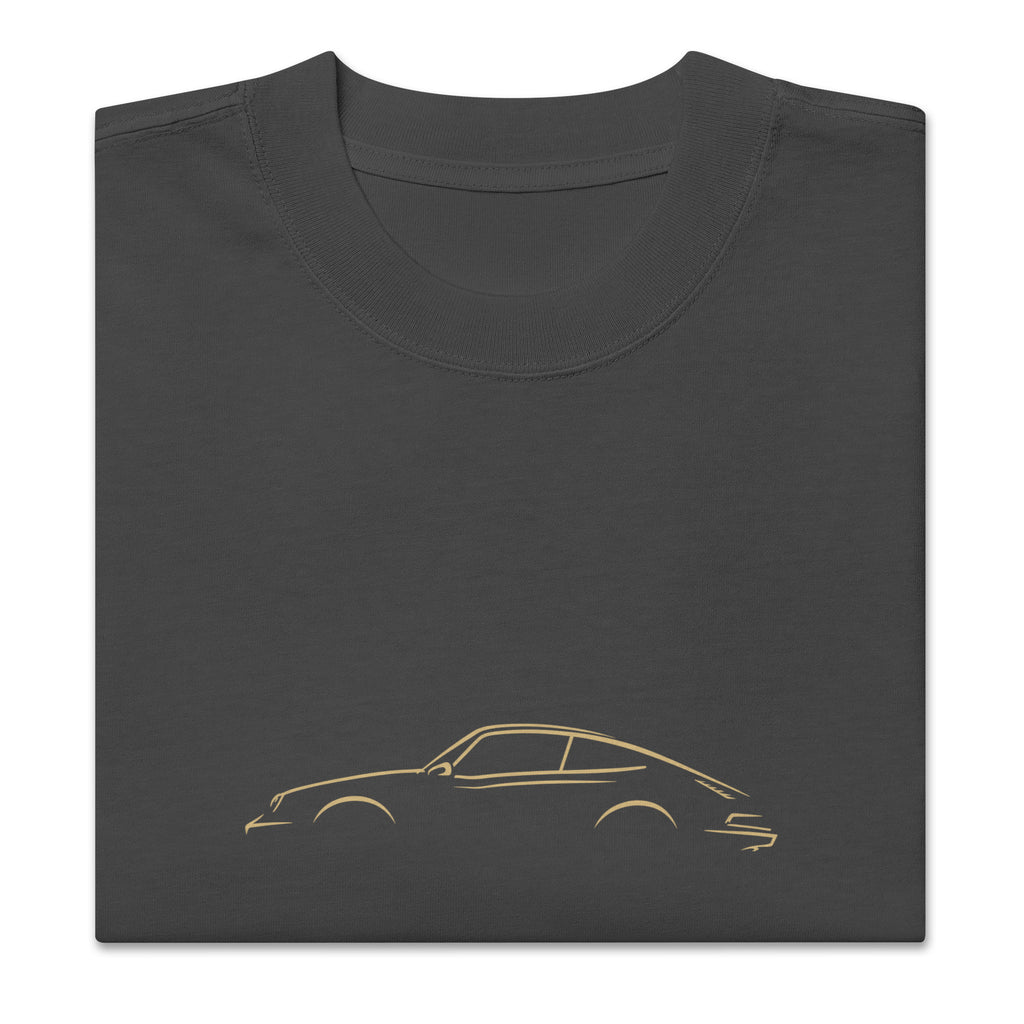 Porsche 911 (G-Series) Vintage Faded Tee in Faded Black — folded garment view