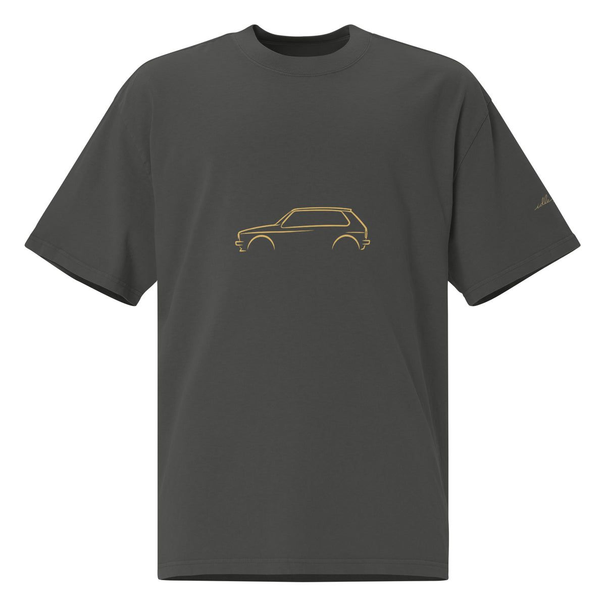 Volkswagen Golf GTI Mk1 Vintage Faded Tee in Faded Coal — front view