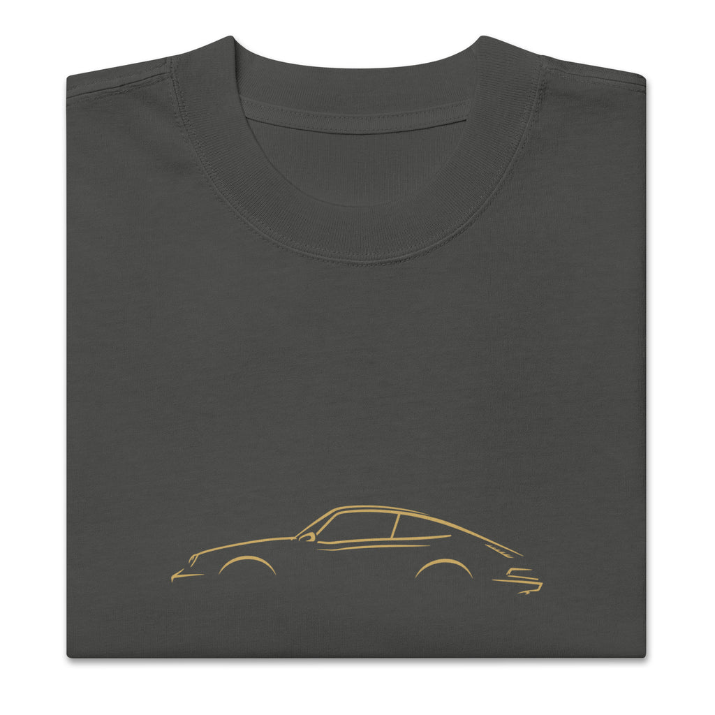 Porsche 911 (G-Series) Vintage Faded Tee in Faded Coal — folded garment view