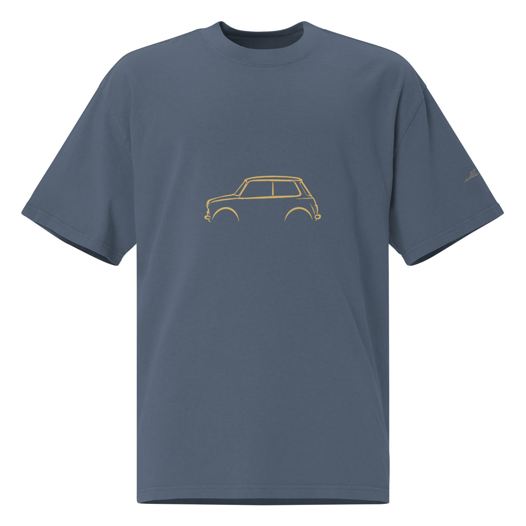 Classic Mini Cooper Vintage Faded Tee in Faded Indigo — front view