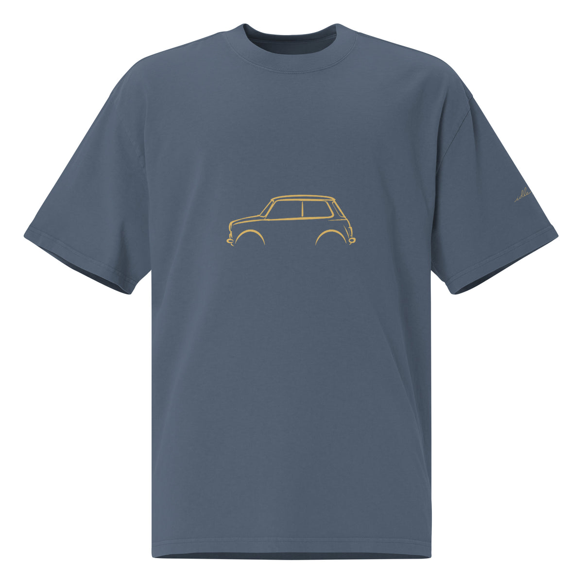 Classic Mini Cooper Vintage Faded Tee in Faded Indigo — front view