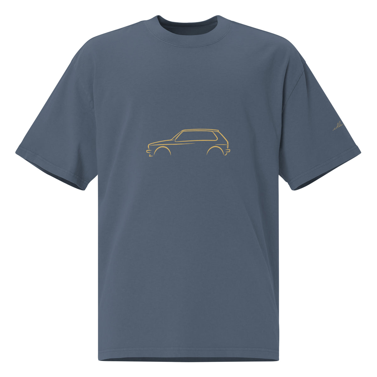 Volkswagen Golf GTI Mk1 Vintage Faded Tee in Faded Indigo — front view