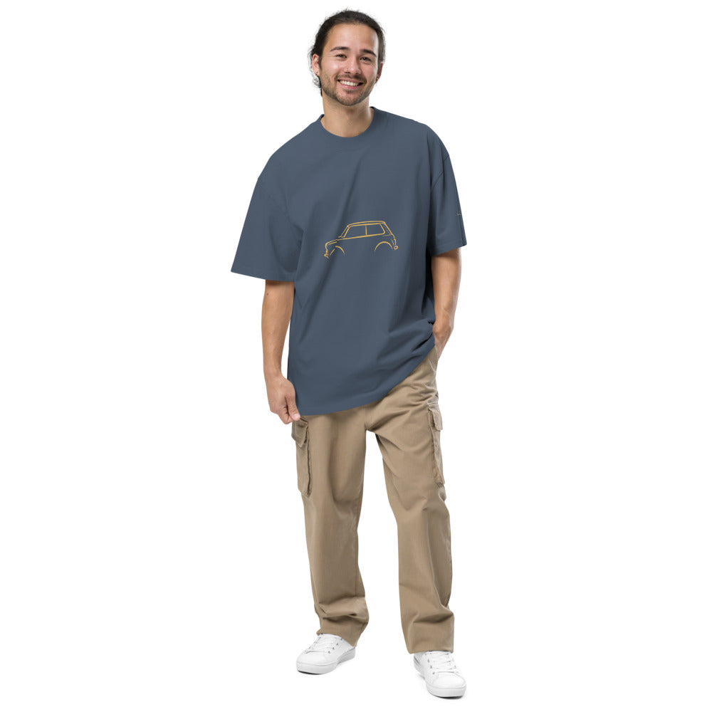 Classic Mini Cooper Vintage Faded Tee in Faded Indigo — model wearing the garment