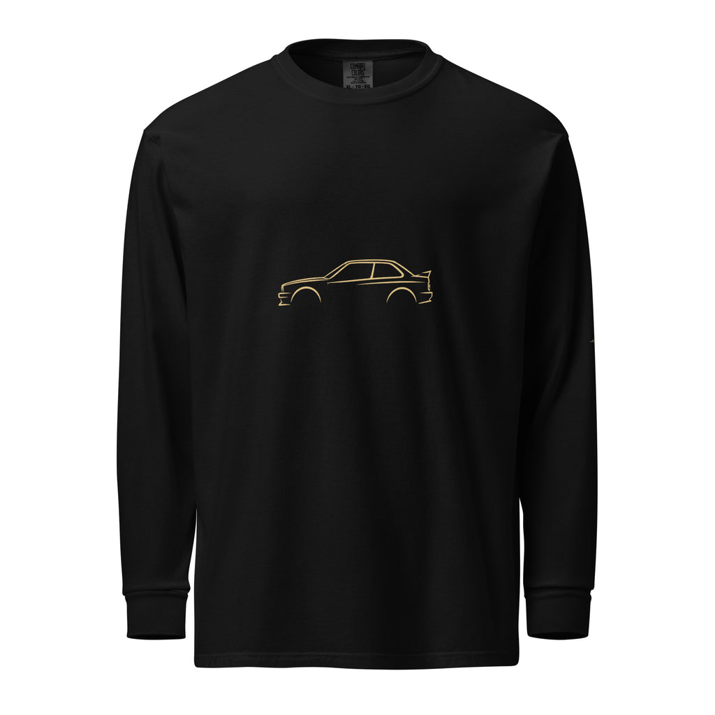 BMW M3 (E30) Signature Long Sleeve — Gold Linework in Black — front view