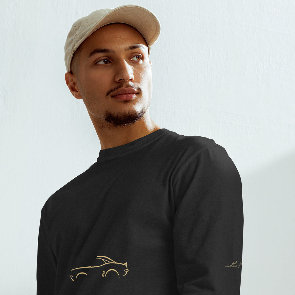 Chevrolet Camaro (1969) Signature Long Sleeve — Gold Linework in Black — model wearing the shirt