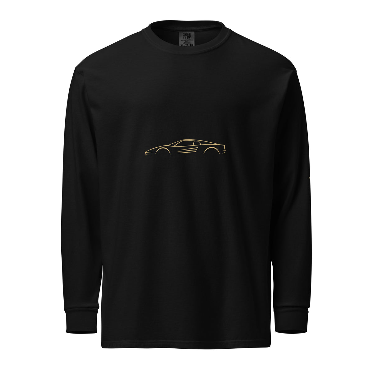Ferrari Testarossa Signature Long Sleeve — Gold Linework in Black — front view