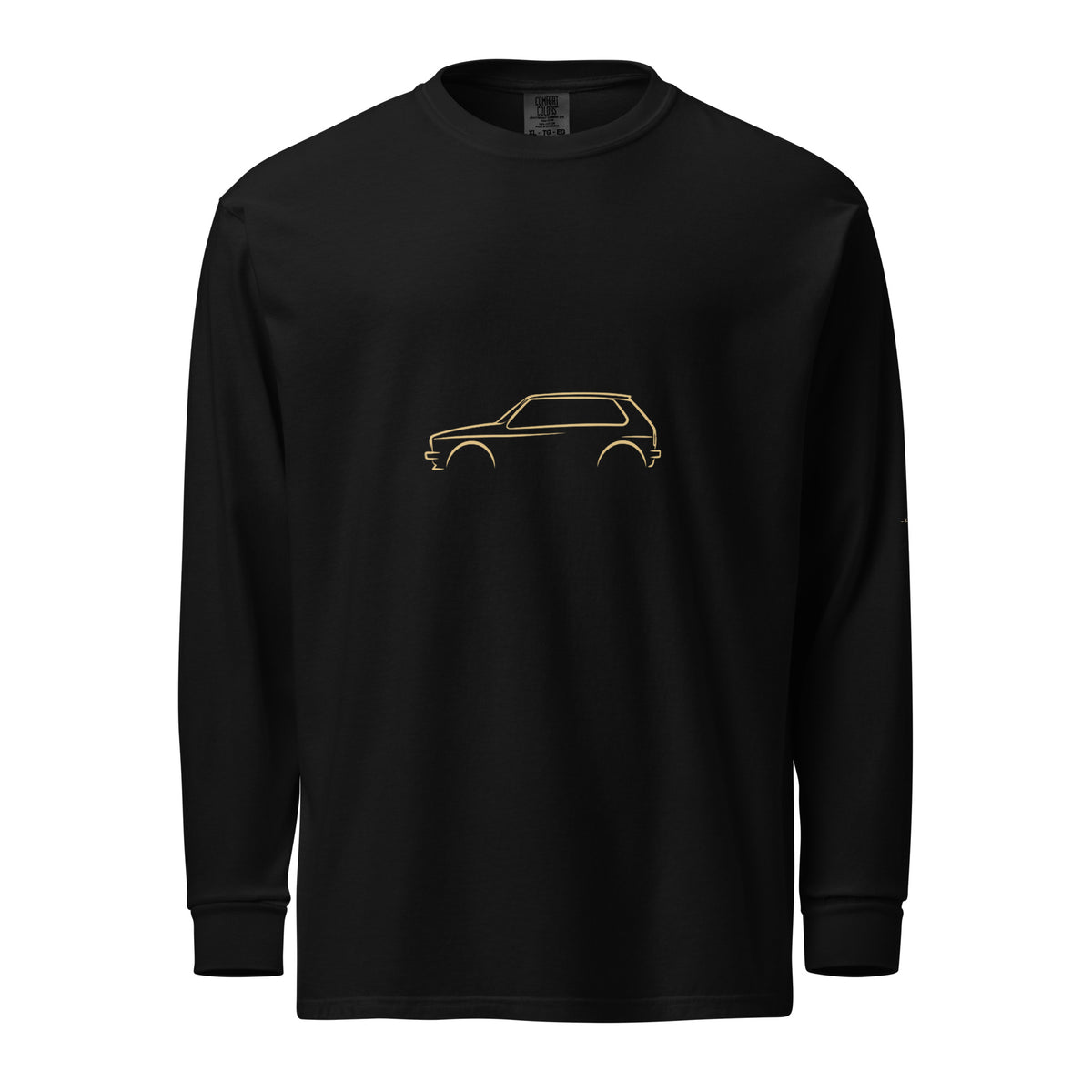 Volkswagen Golf GTI Mk1 Signature Long Sleeve — Gold Linework in Black — front view