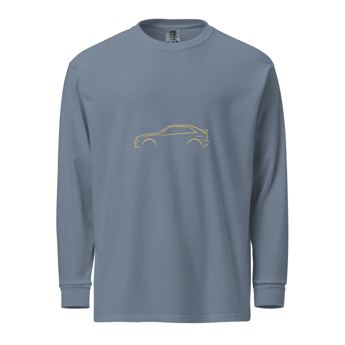 Audi Ur-quattro Signature Long Sleeve — Gold Linework in Blue Jean — front view