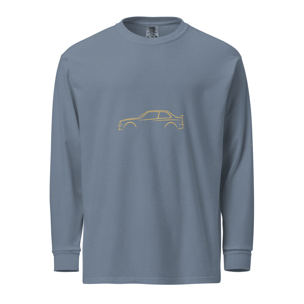 BMW M3 (E30) Signature Long Sleeve — Gold Linework in Blue Jean — front view