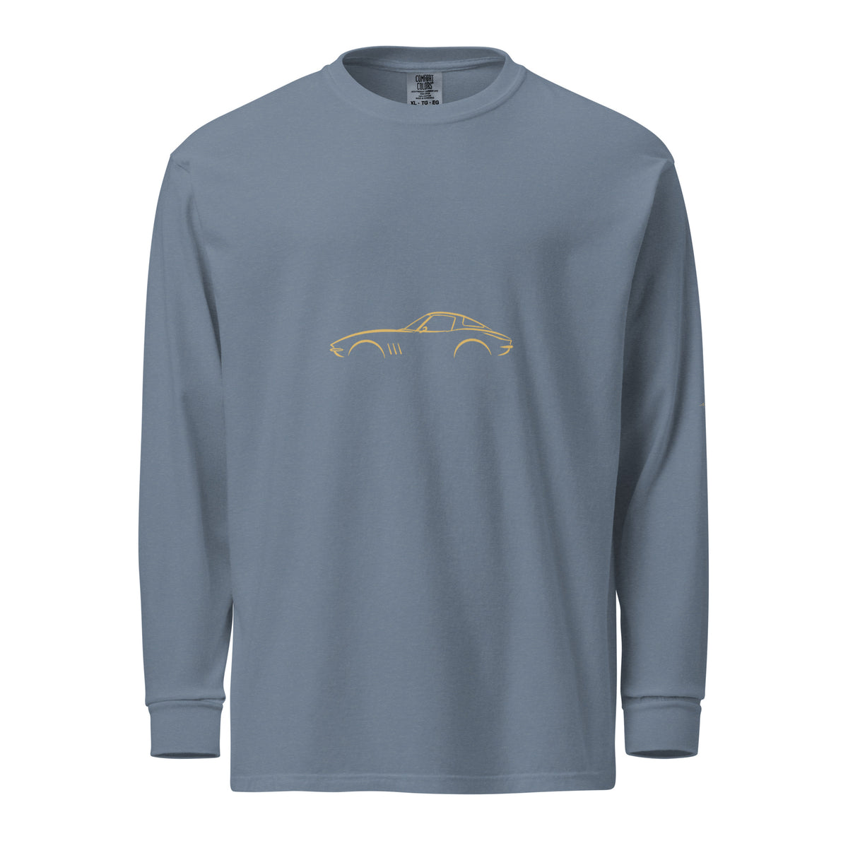 Chevrolet Corvette C2 Signature Long Sleeve — Gold Linework in Blue Jean — front view