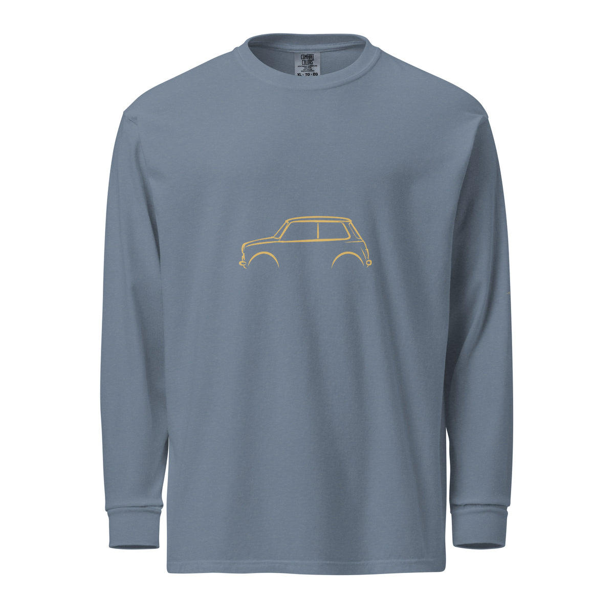 Classic Mini Cooper Signature Long Sleeve — Gold Linework in Blue Jean — front view