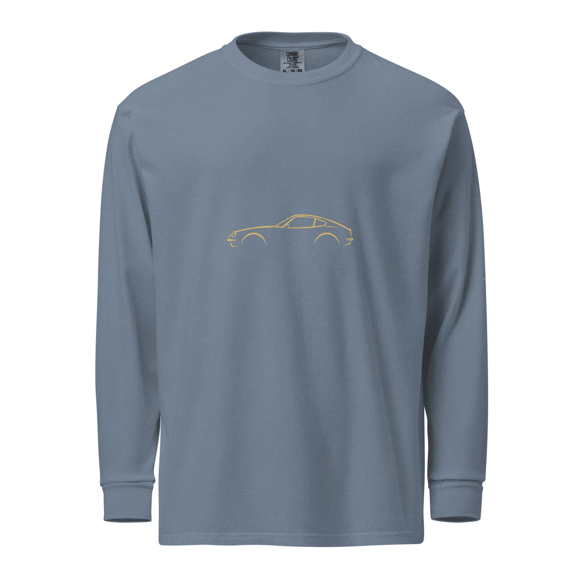 Datsun 240Z Signature Long Sleeve — Gold Linework in Blue Jean — front view