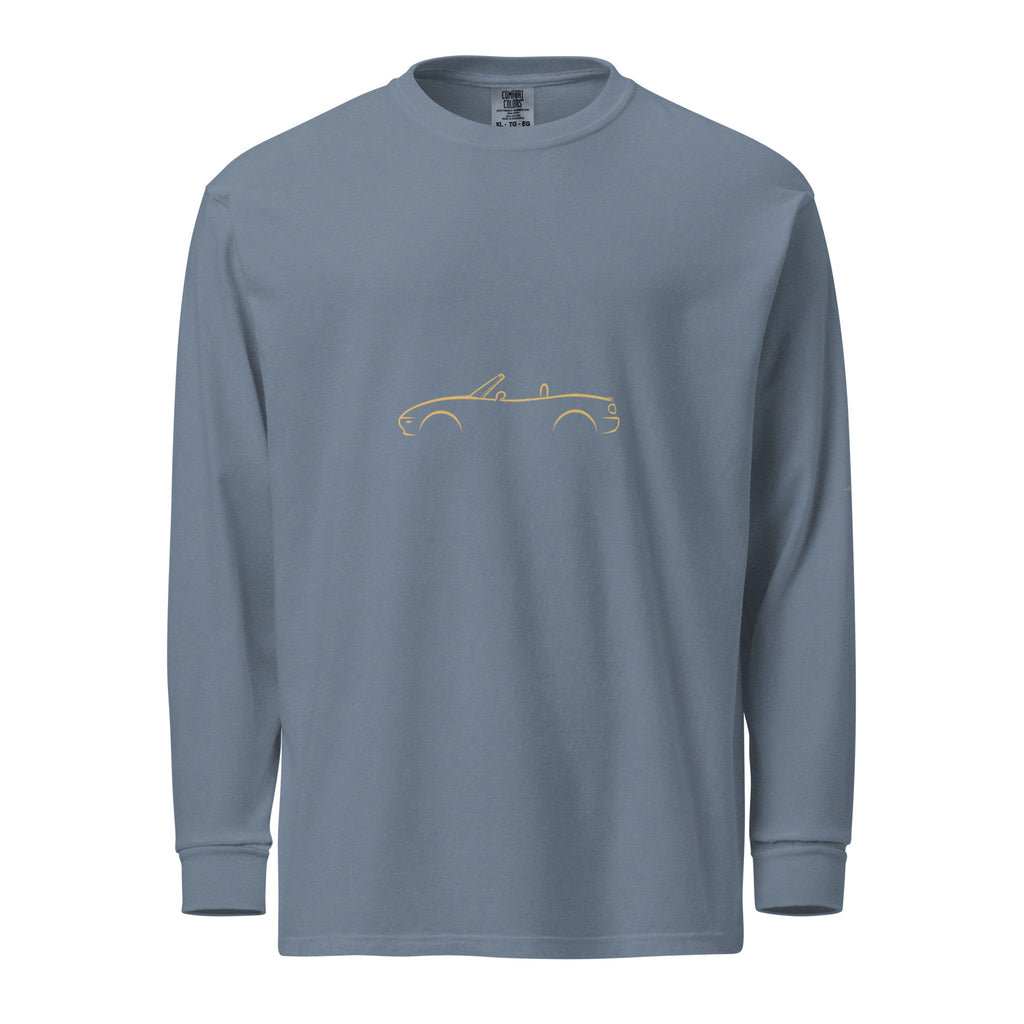 Mazda MX-5 (NA) Signature Long Sleeve — Gold Linework in Blue Jean — front view