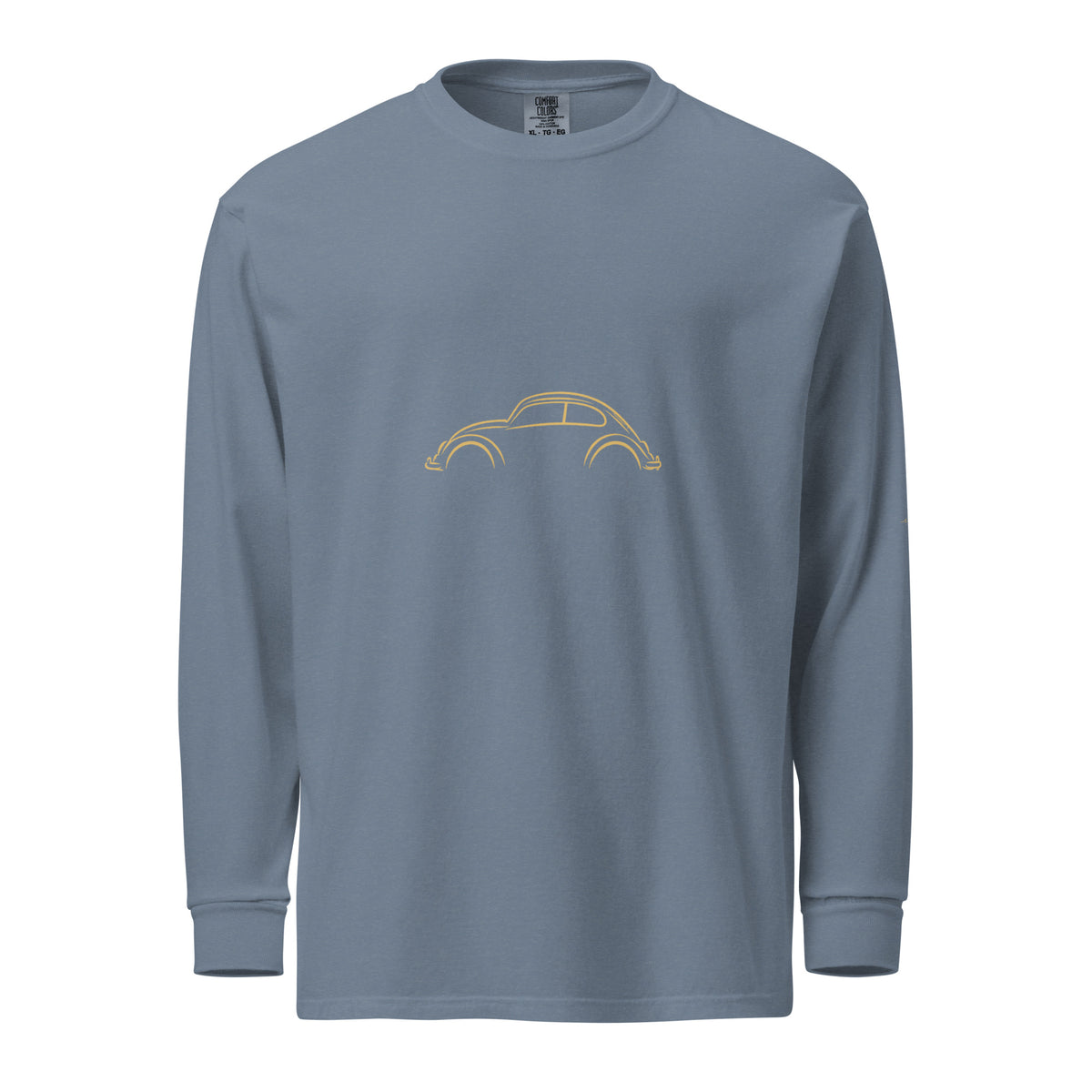 Volkswagen Beetle Signature Long Sleeve — Gold Linework in Blue Jean — front view