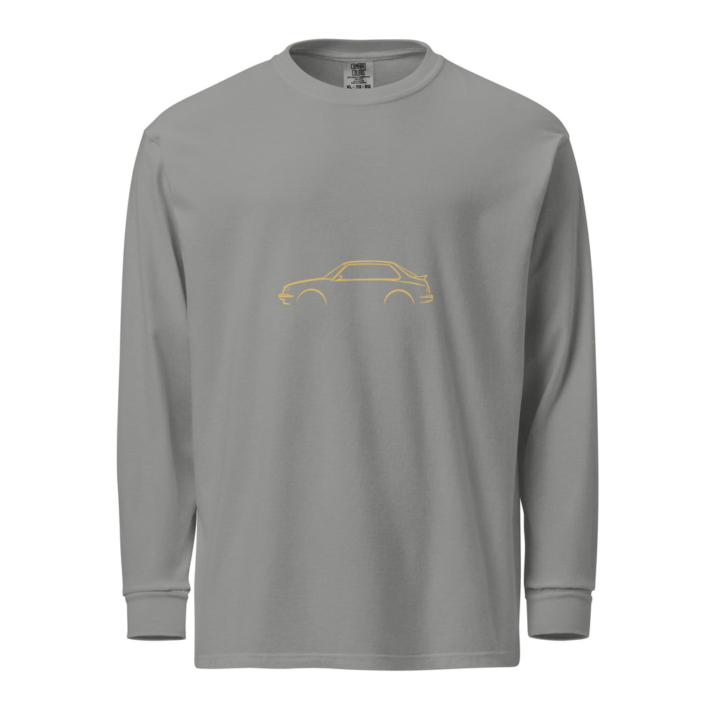 Saab 900 Turbo Signature Long Sleeve — Gold Linework in Grey — front view