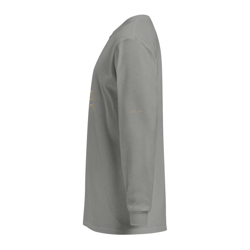 Classic Mini Cooper Signature Long Sleeve — Gold Linework in Grey — left sleeve view