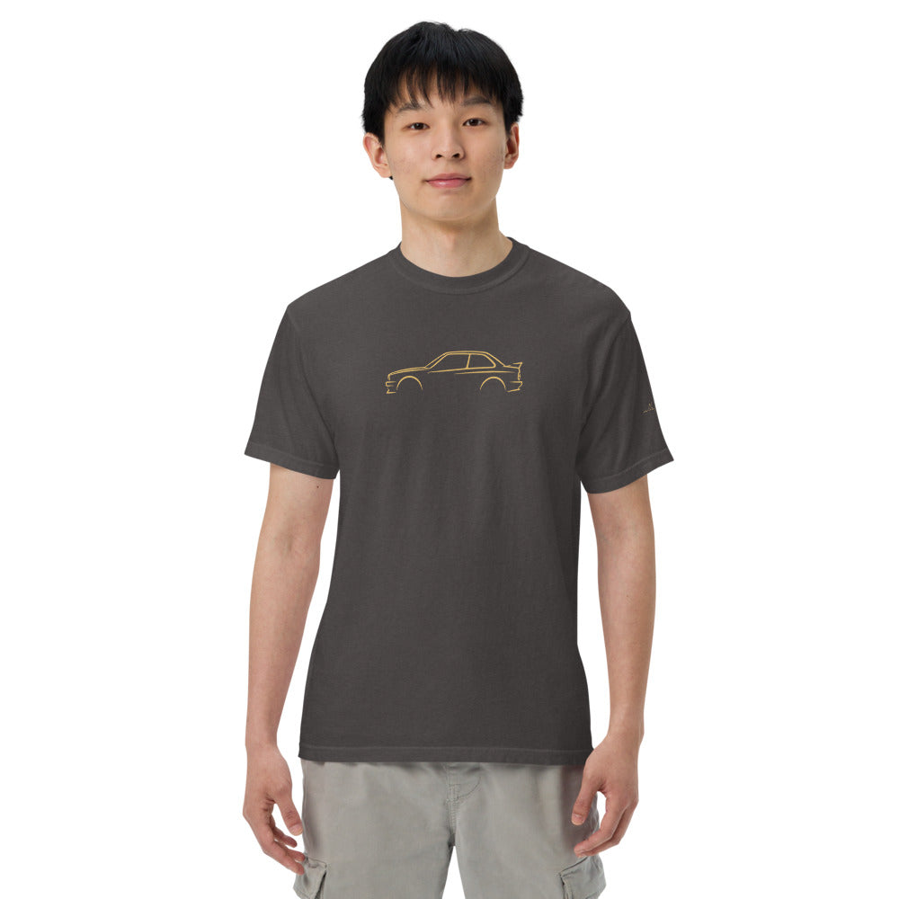BMW M3 (E30) Signature Tee in Graphite — model wearing the garment