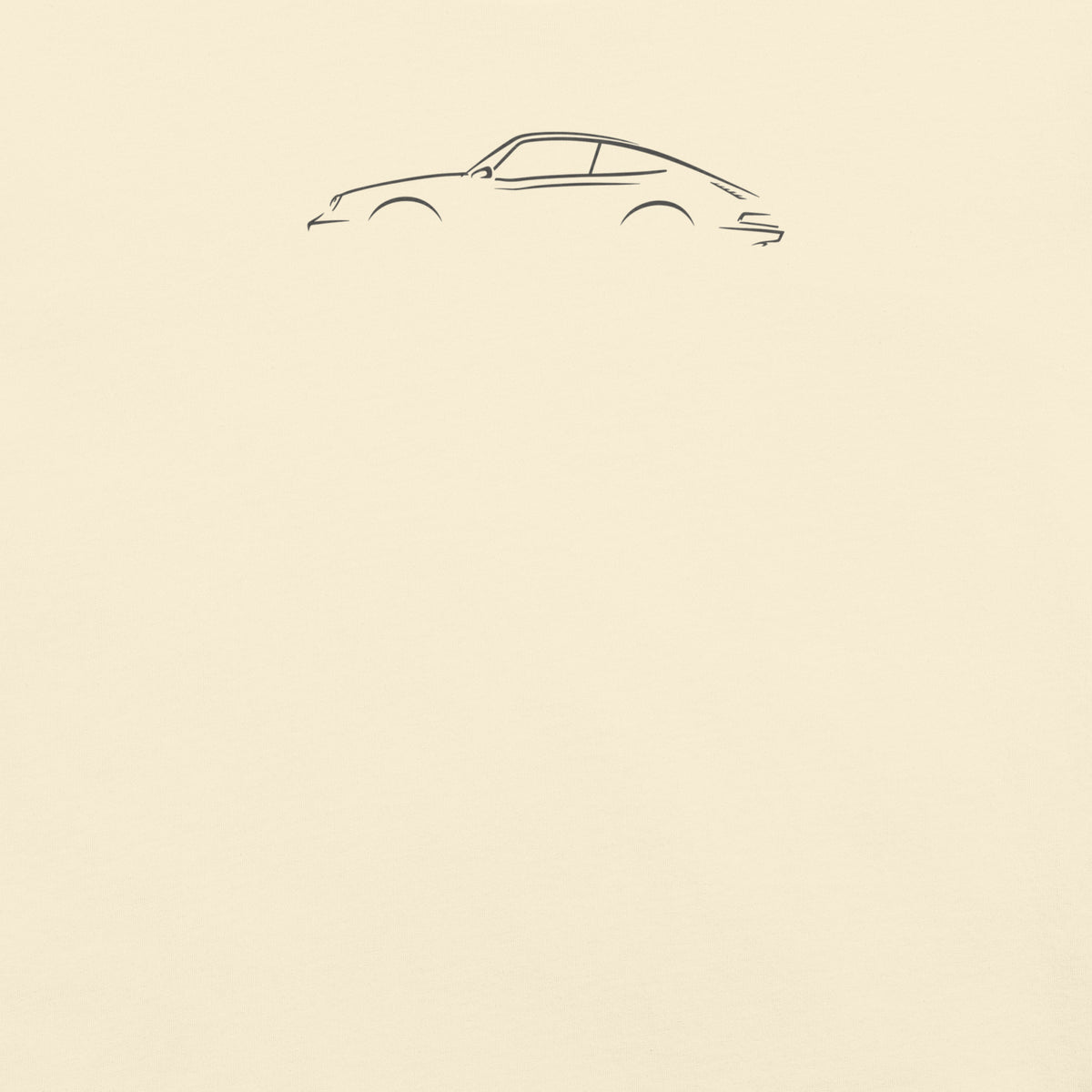 Porsche 911 (G-Series) Signature Tee — Additional Colors in Ivory — close-up of charcoal car drawing on fabric