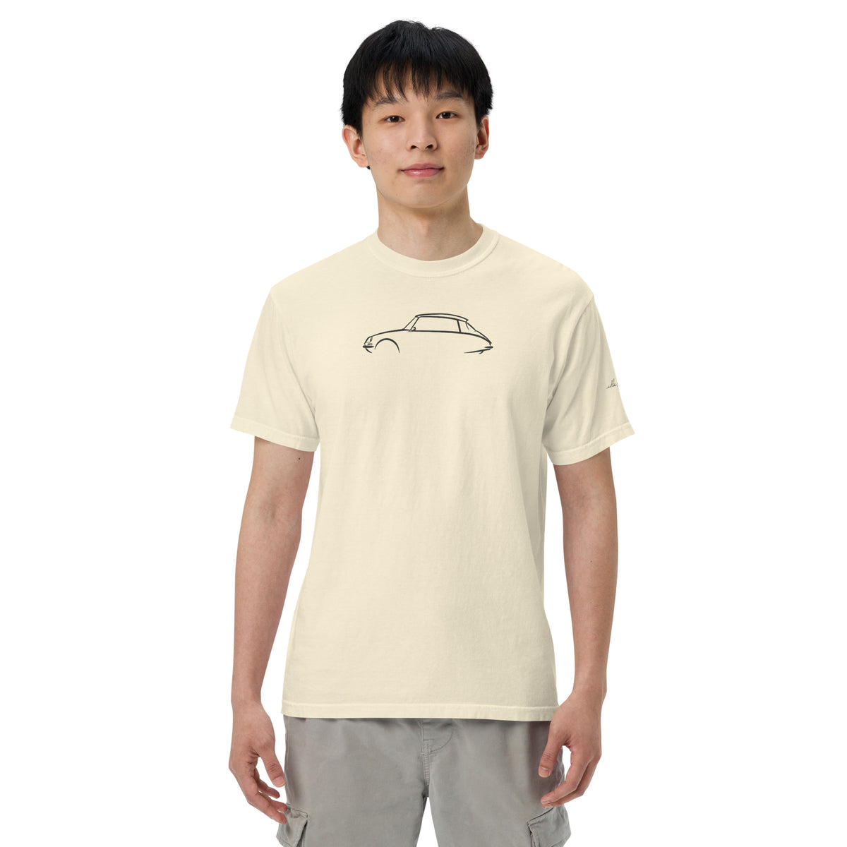 Citroën DS Signature Tee — Additional Colors in Ivory — model wearing the garment
