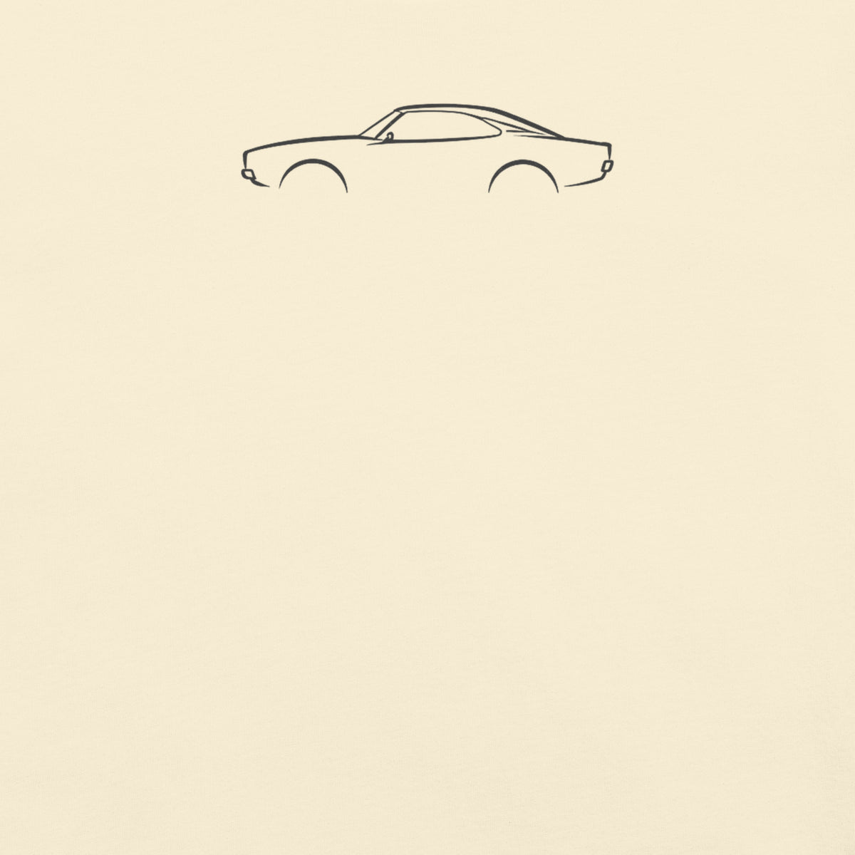 Dodge Charger (1969) Signature Tee — Additional Colors in Ivory — close-up of charcoal car drawing on fabric