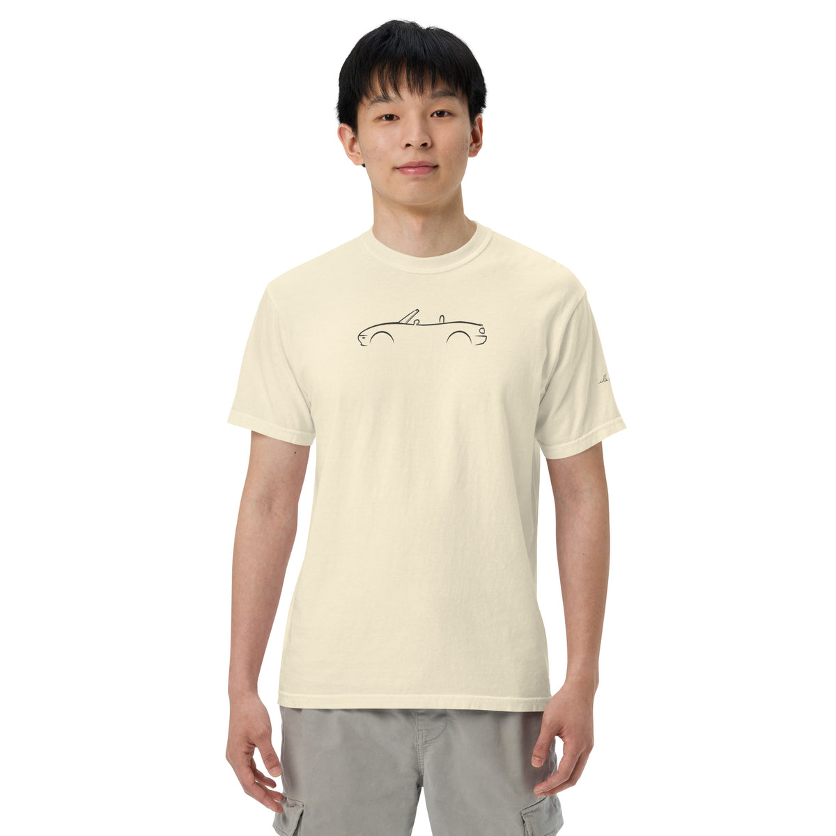 Mazda MX-5 (NA) Signature Tee — Additional Colors in Ivory — model wearing the garment