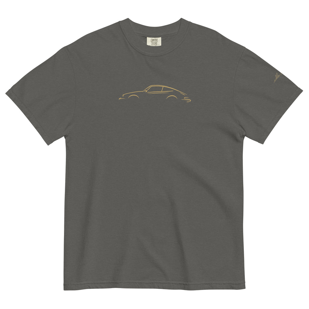 Porsche 911 (G-Series) Signature Tee in Pepper — flatlay front view