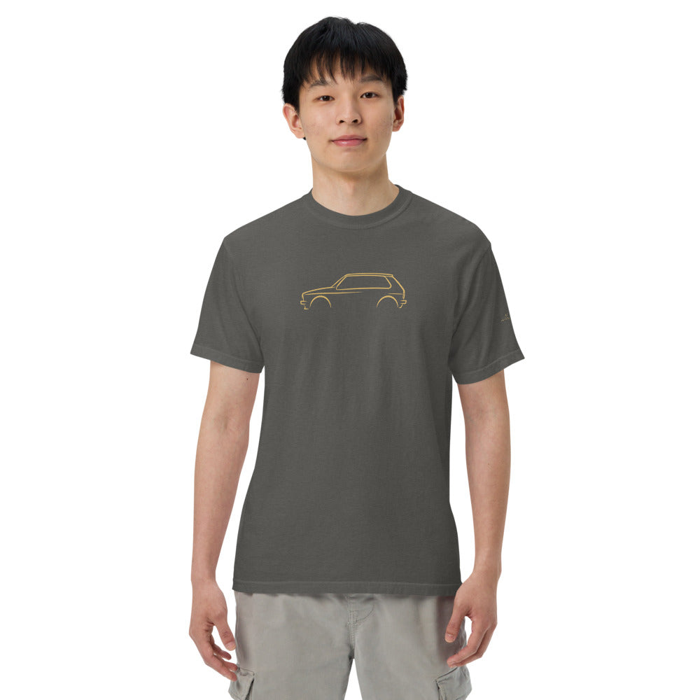 Volkswagen Golf GTI Mk1 Signature Tee in Pepper — model wearing the garment