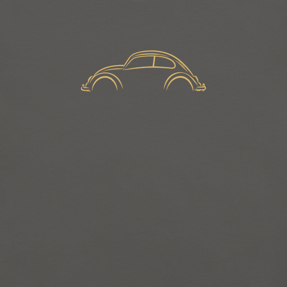 Volkswagen Beetle Signature Tee in Pepper — close-up of the car drawing on fabric