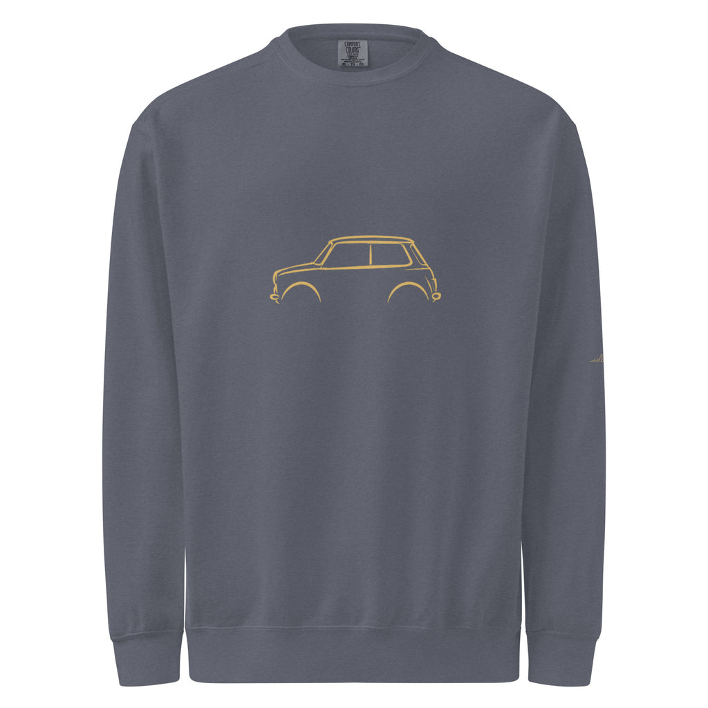 Classic Mini Cooper Garment-Dyed Sweatshirt in Denim — front view