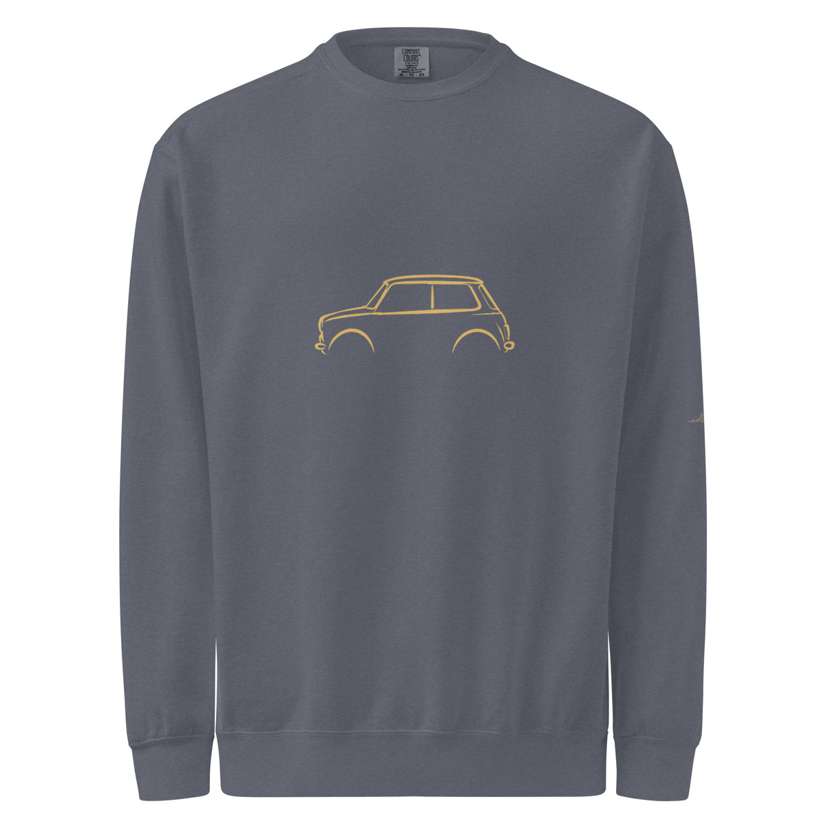 Classic Mini Cooper Garment-Dyed Sweatshirt in Denim — front view