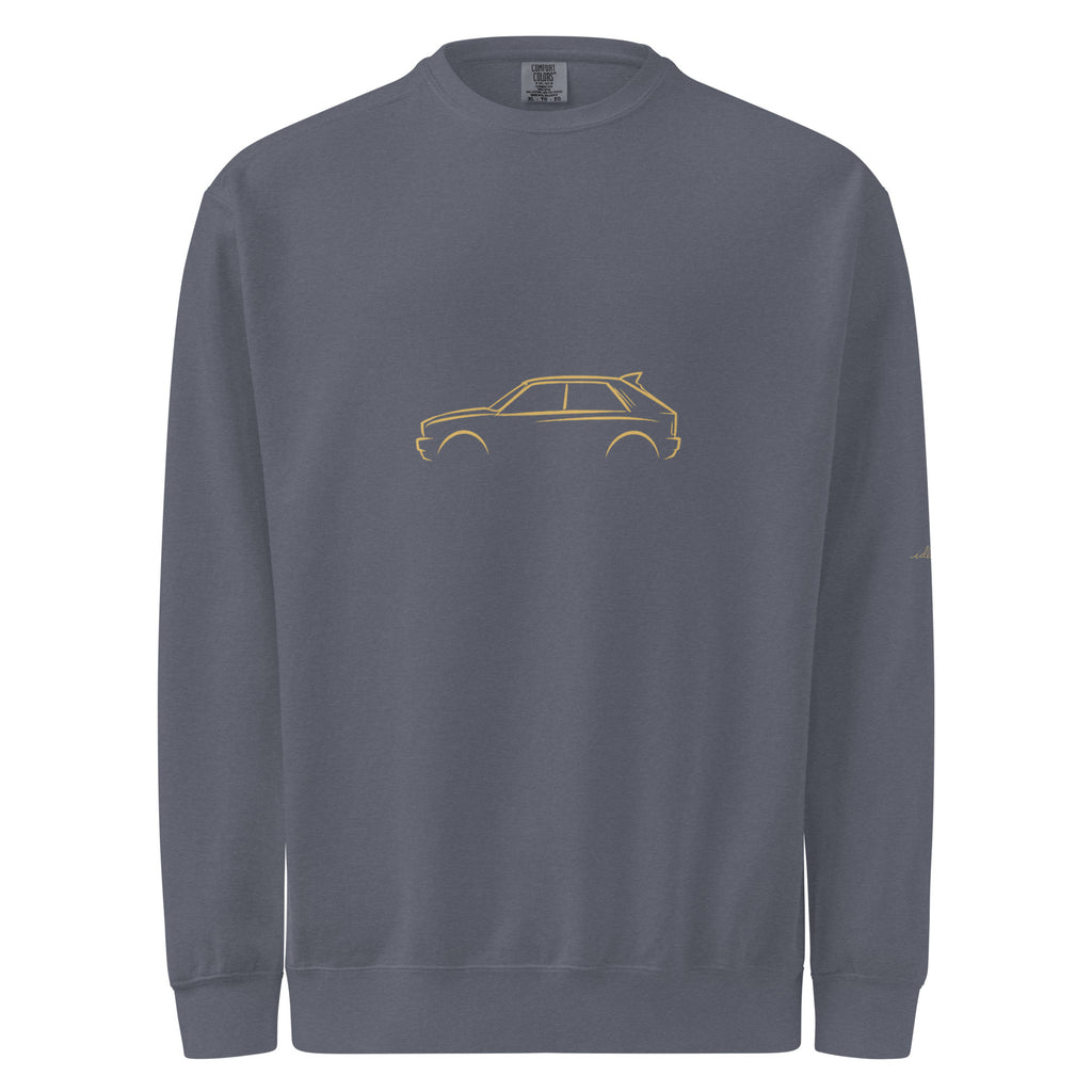 Lancia Delta Integrale Evo Garment-Dyed Sweatshirt in Denim — front view