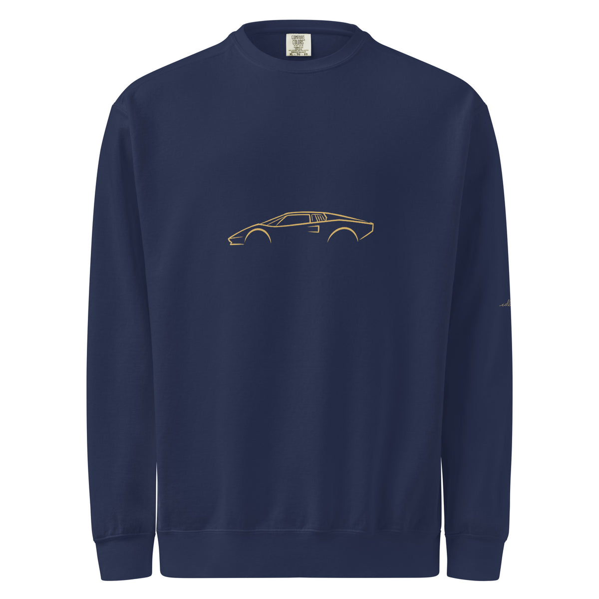 Lamborghini Countach LP400 Garment-Dyed Sweatshirt in True Navy — front view