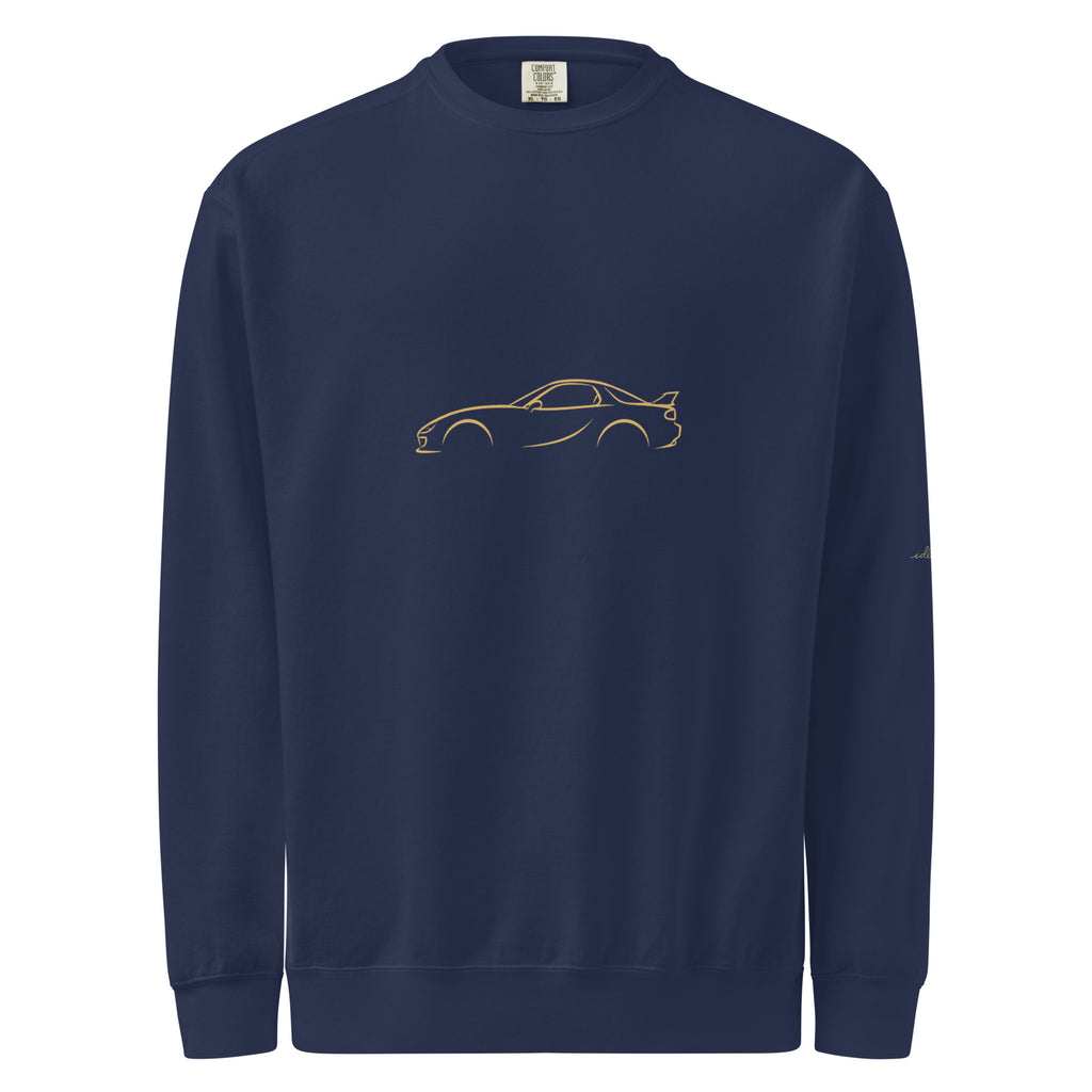 Mazda RX-7 (FD) Garment-Dyed Sweatshirt in True Navy — front view