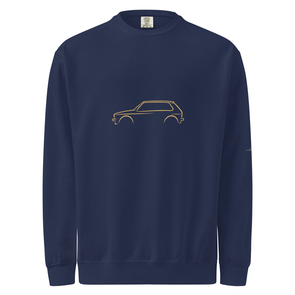 Volkswagen Golf GTI Mk1 Garment-Dyed Sweatshirt in True Navy — front view