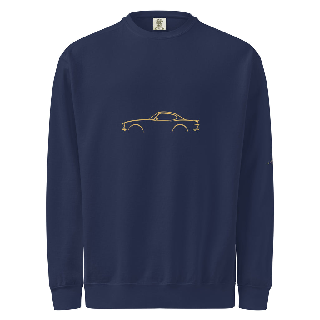 Volvo P1800 Garment-Dyed Sweatshirt in True Navy — front view