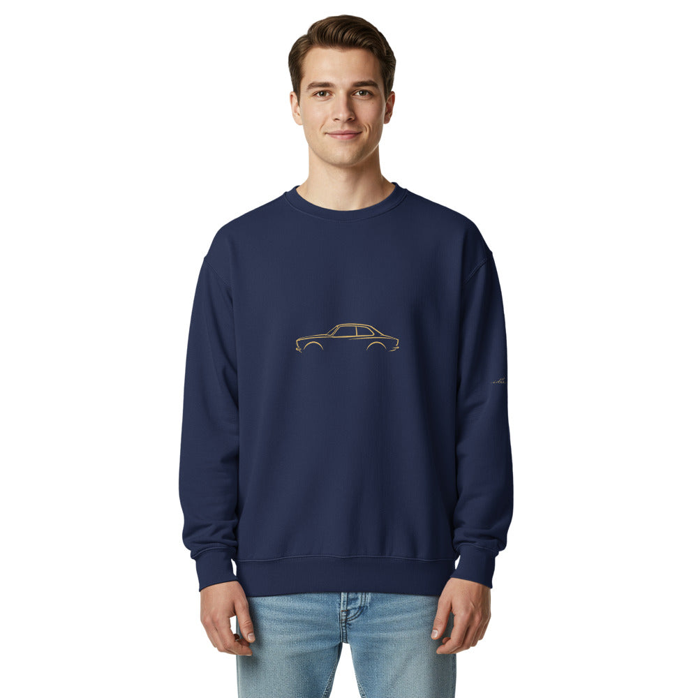 Alfa Romeo Giulia Sprint GTA Garment-Dyed Sweatshirt in True Navy — model wearing the garment