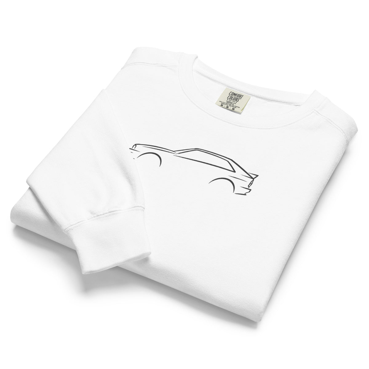 Audi Ur-quattro Garment-Dyed Sweatshirt in White — folded garment view