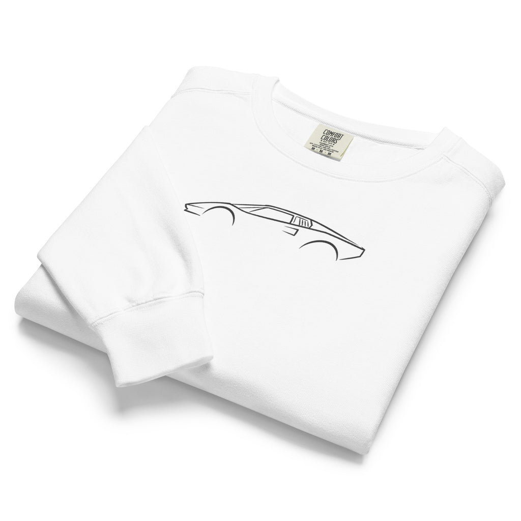 Lamborghini Countach LP400 Garment-Dyed Sweatshirt in White — folded garment view