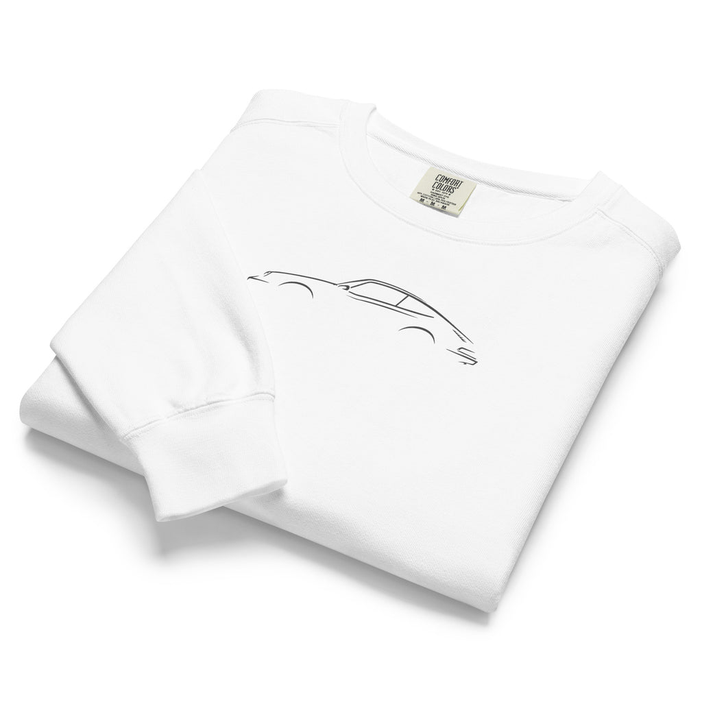 Porsche 911 (G-Series) Garment-Dyed Sweatshirt in White — folded garment view