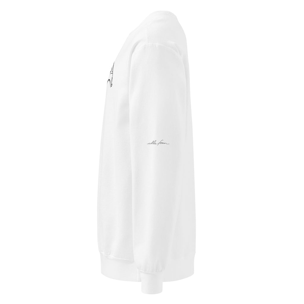 Classic Mini Cooper Garment-Dyed Sweatshirt in White — left sleeve logo view
