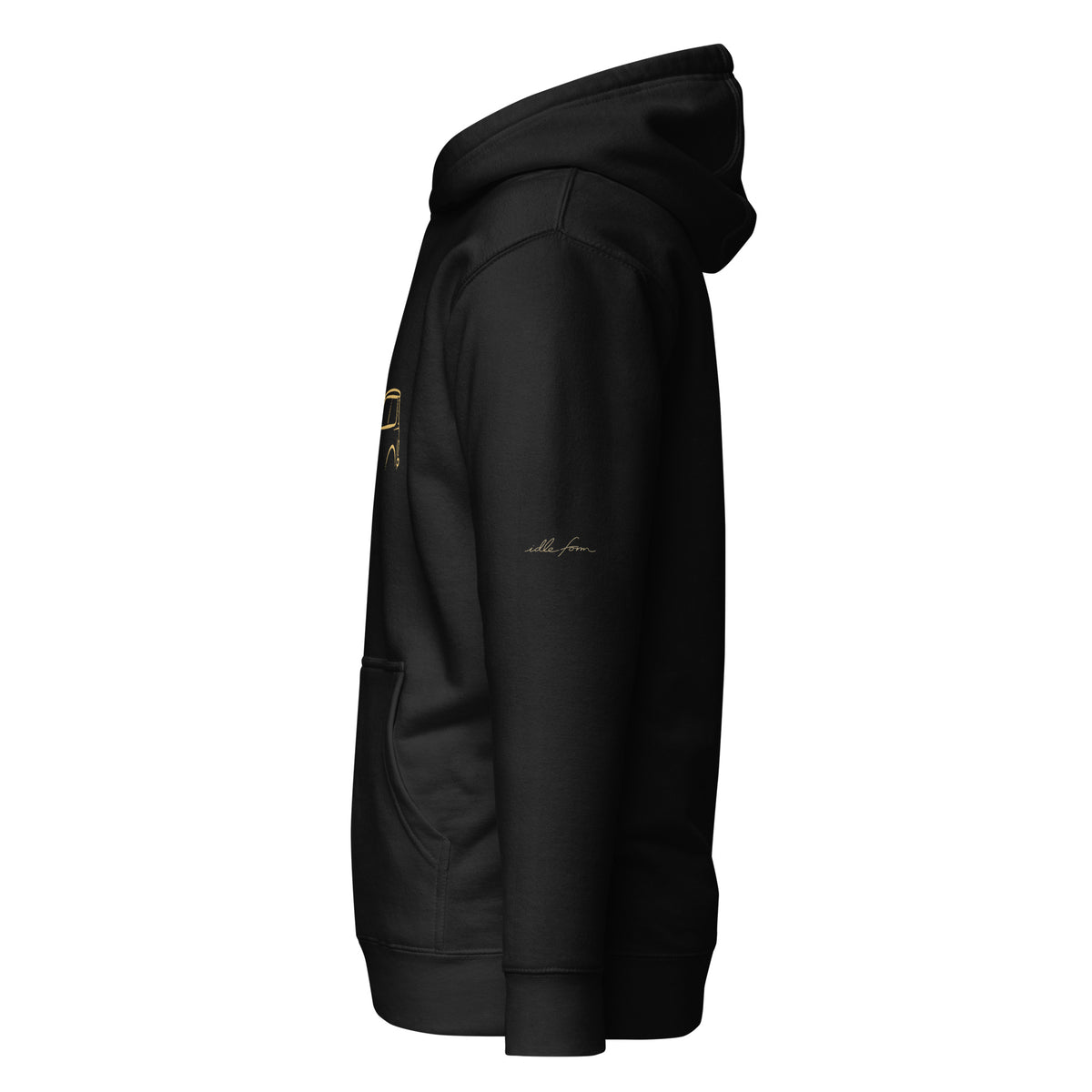 Classic Mini Cooper Premium Hoodie — Core Colors in Black — left sleeve view