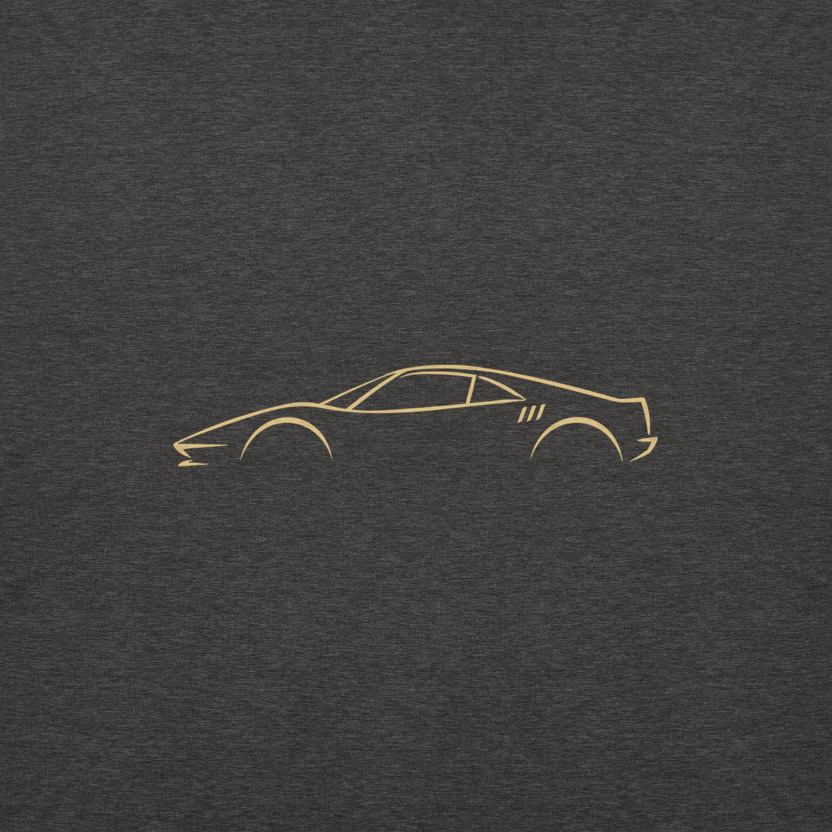 Ferrari 288 GTO Premium Hoodie — Core Colors in Charcoal Heather — close-up of the car drawing on fabric