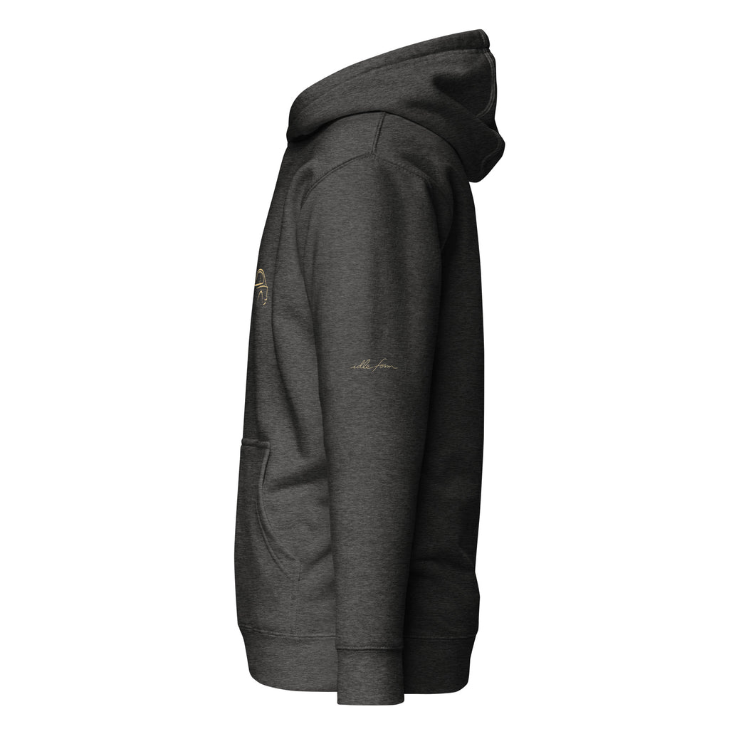 Aston Martin DB5 Premium Hoodie — Core Colors in Charcoal Heather — left sleeve view