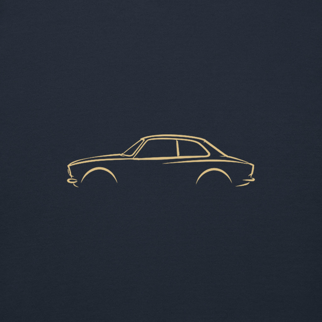 Alfa Romeo Giulia Sprint GTA Premium Hoodie — Core Colors in Navy Blazer — close-up of the car drawing on fabric