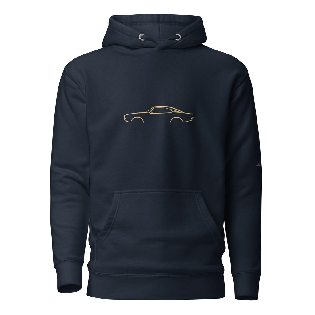 Dodge Charger (1969) Premium Hoodie — Core Colors in Navy Blazer — front view