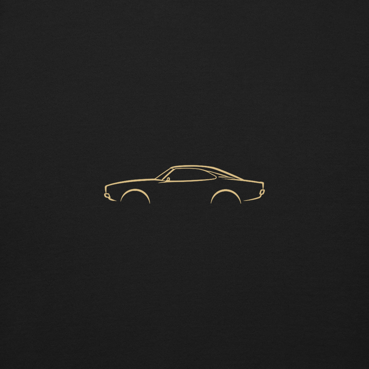 Dodge Charger (1969) Premium Sweatshirt — Core Colors in Black — close-up of the car drawing on fabric