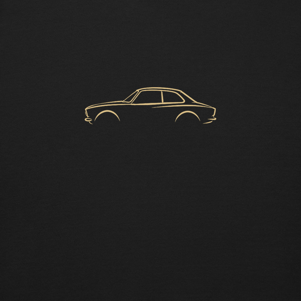 Alfa Romeo Giulia Sprint GTA Premium Sweatshirt — Core Colors in Black — close-up of the car drawing on fabric