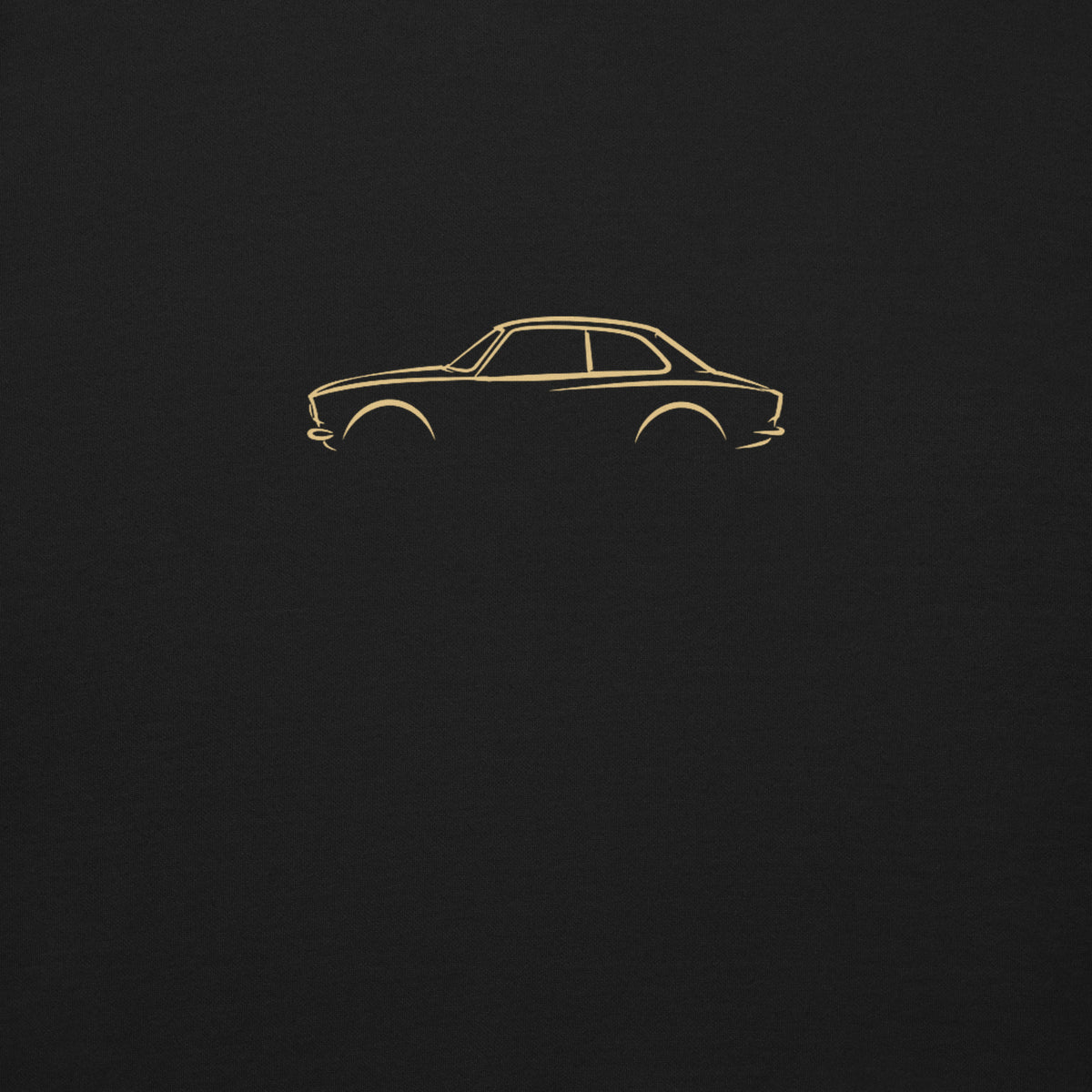 Alfa Romeo Giulia Sprint GTA Premium Sweatshirt — Core Colors in Black — close-up of the car drawing on fabric