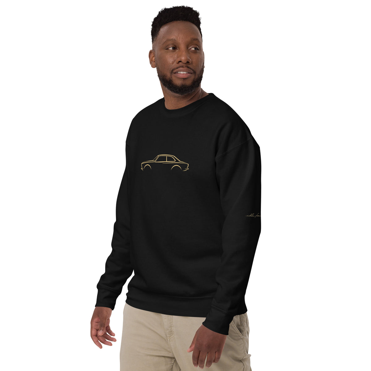 Alfa Romeo Giulia Sprint GTA Premium Sweatshirt — Core Colors in Black — model wearing the sweatshirt